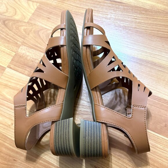 NEW Womens Size 9 Ruiee Deep Tan Cutout Sandals Block Heel Perfect - Picture 7 of 12